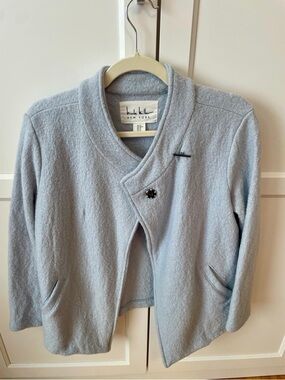 Nicole Miller New York Light Blue Wool Blend Jacket